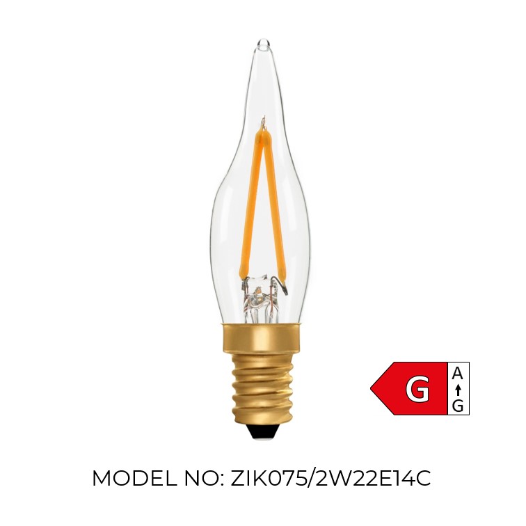 French Candle C22 Clear 2W 2200K Light Bulb